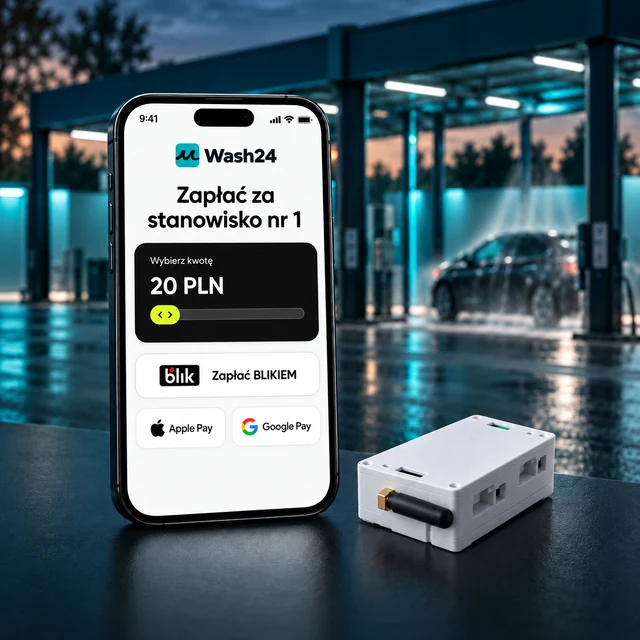 Płatność QR Wash24 na telefonie